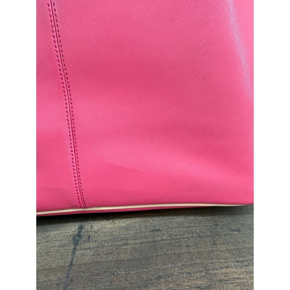 Coach Park Metro Pomegranate Pink Saffiano Leather Tote Bag Purse Logo Charm - Picture 7 of 16